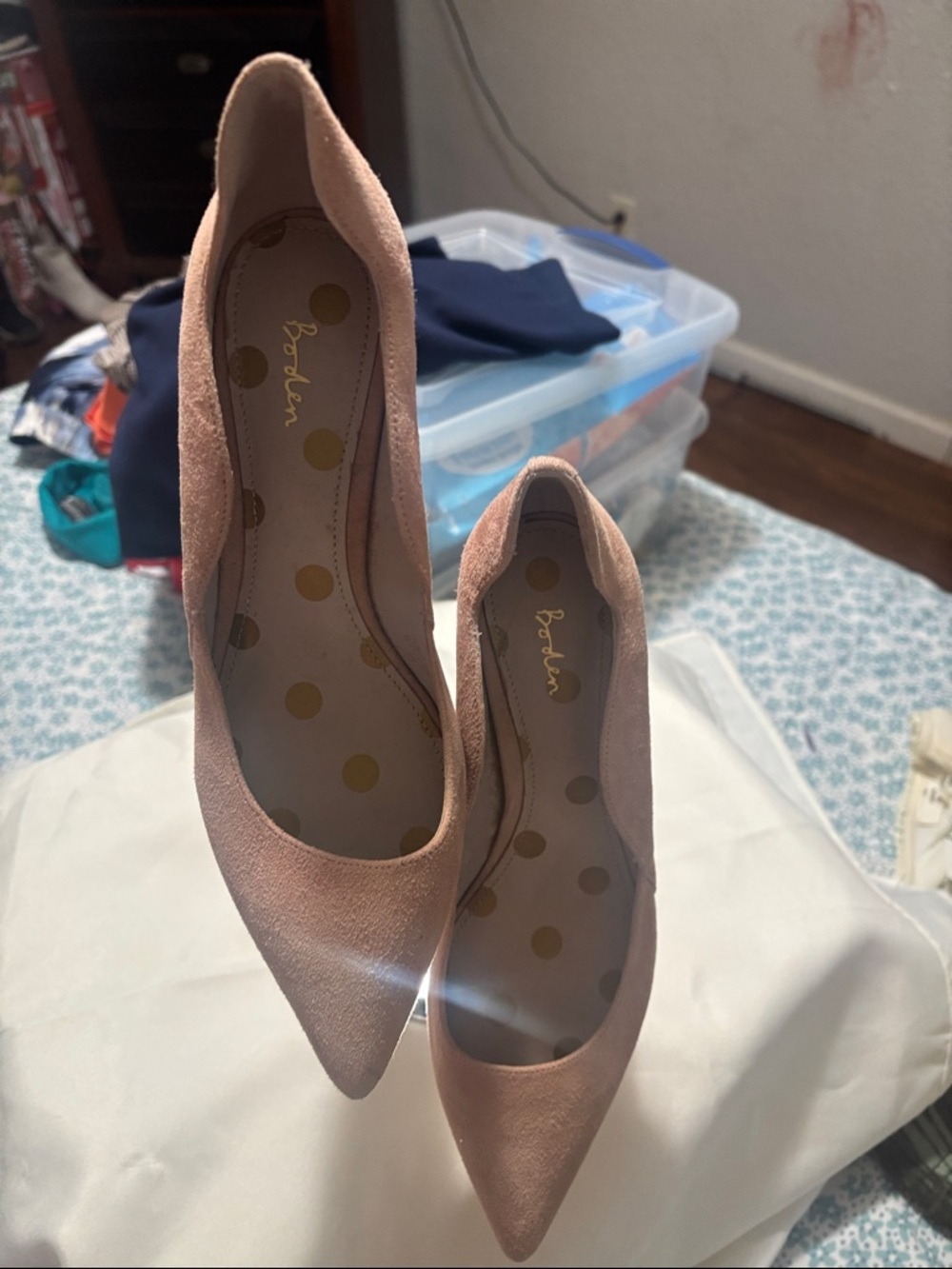 Boden Blush Pink Suede Pointed-Toe Pumps